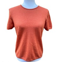 HENRI BENDEL Classics 100% Extra fine Merino Wool Orange Knit Sweater Top Size M - £26.84 GBP