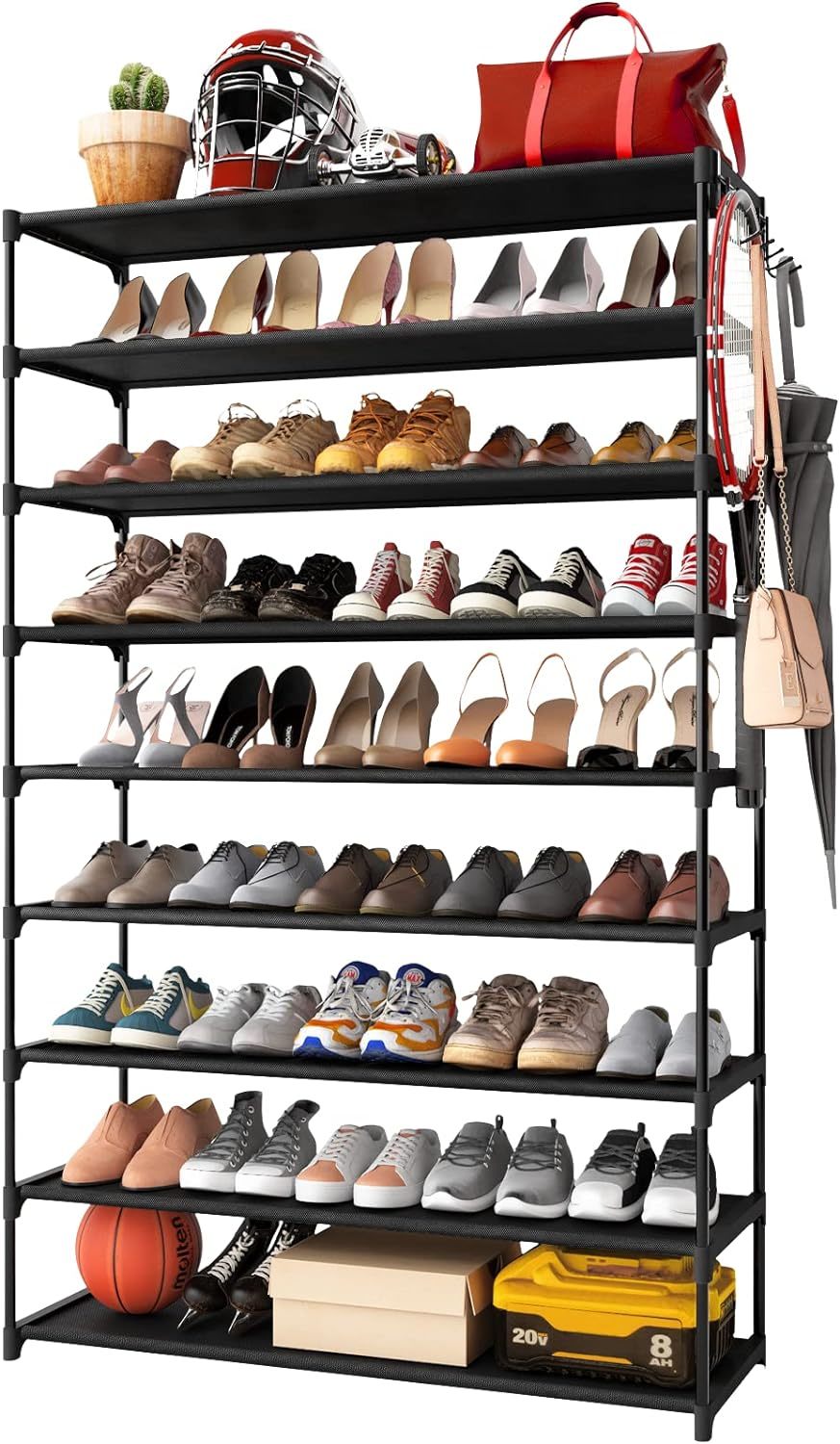 Kitsure 9-Tier Tall Shoe Rack For Closet - Shoe Organizer With, Cloakroo... - $30.99