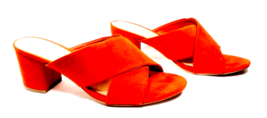 SIZE 5.5 ANN TAYLOR LOFT Women Wide Strap Slides Orange Block Heel Loung... - $27.99