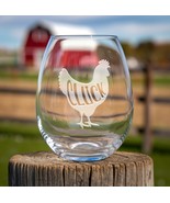 Cluck Chicken Etched Glasses - Wine, Champagne, Pint Glasses, Shot Glass - $467.85 MXN+