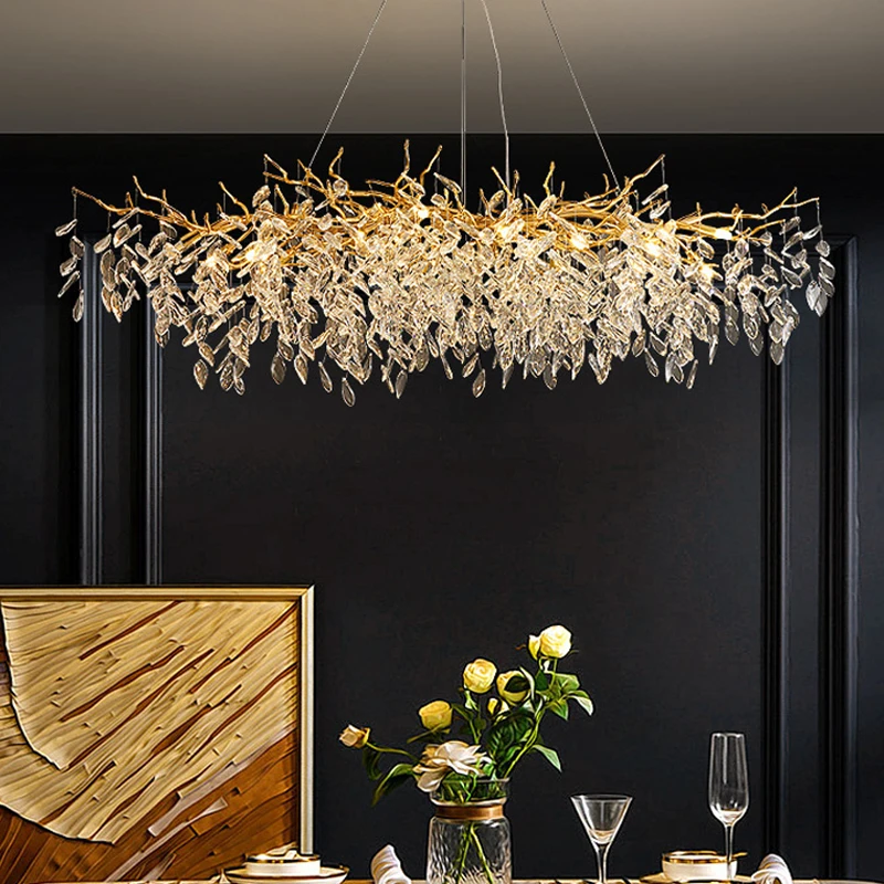 long shaped dining room circular branch simple french luxury villa living room crystal thumb200