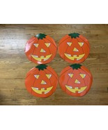 4 Vintage Halloween Pumpkin Placemats Vinyl Jack O Lantern Large 15” - €21,45 EUR