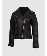 New Womens Leather Jacket Genuine Lambskin Real Biker Moto Slim Fit Coat... - £70.85 GBP