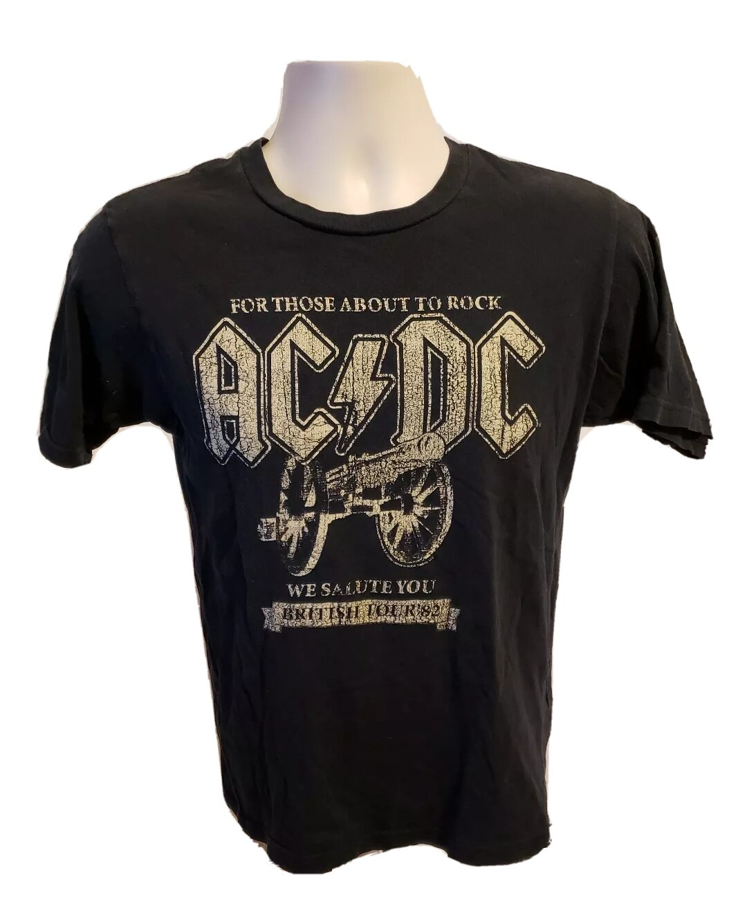 1982 AC DC British Tour We Salute You Womens Small Black TShirt - $19.80