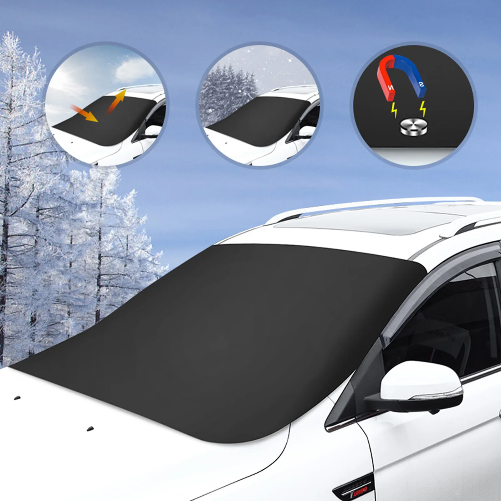 Universal Magnetic Snow Cover for Car Windshield - Sun Protection, Heat Insula - £13.99 GBP