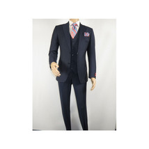 Men Suit BERLUSCONI Turkey 100% Italian Wool Super 180's 3pc Vested #Ber14 Navy image 2