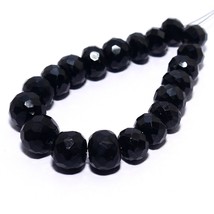 Natural Black Spinel Faceted Rondele Beads Briolette Loose Making Gemstone - £4.83 GBP