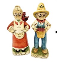 Trippie&#39;s 1987 Grandma &amp; Grandpa Gathering Eggs, and Apples Ceramic Figu... - $9.89
