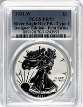 2021 W-American Silver Eagle- PCGS- PR70- Type 1- Designer Edition- First Strike - £282.00 GBP