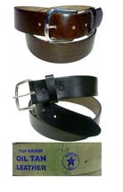 Usa Made 100% Genuine Oil Tan Leather Belt, Great Belt, 42&quot; To 50&quot;, Blk Or Brown - £16.93 GBP+