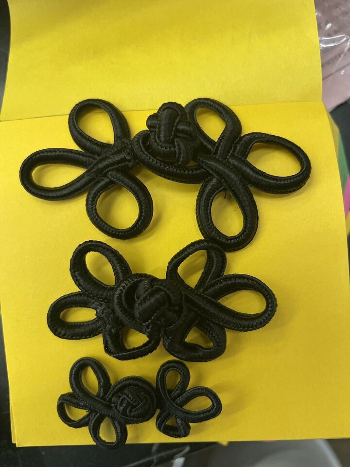 10 pair Chinese frog black closure  cord  button 2 Sizes Small Medium - $6.99+