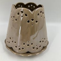 Homco Pearl Brown Large Candle Shade w/Plate Fits 2 1/2" or larger candles - $14.84
