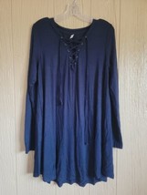 Wishlist Tie Neck Long Sleeve Flowy Dress Navy sz Medium Above the Knee ... - £22.70 GBP