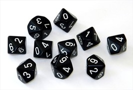 Chessex Manufacturing 26208 Opaque Black With White - Ten Sided Die D10 ... - $24.88
