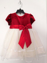 DRESS Toddler JAYNE COPELAND Red Velvet Satin and White Party Flower Gir... - £20.74 GBP