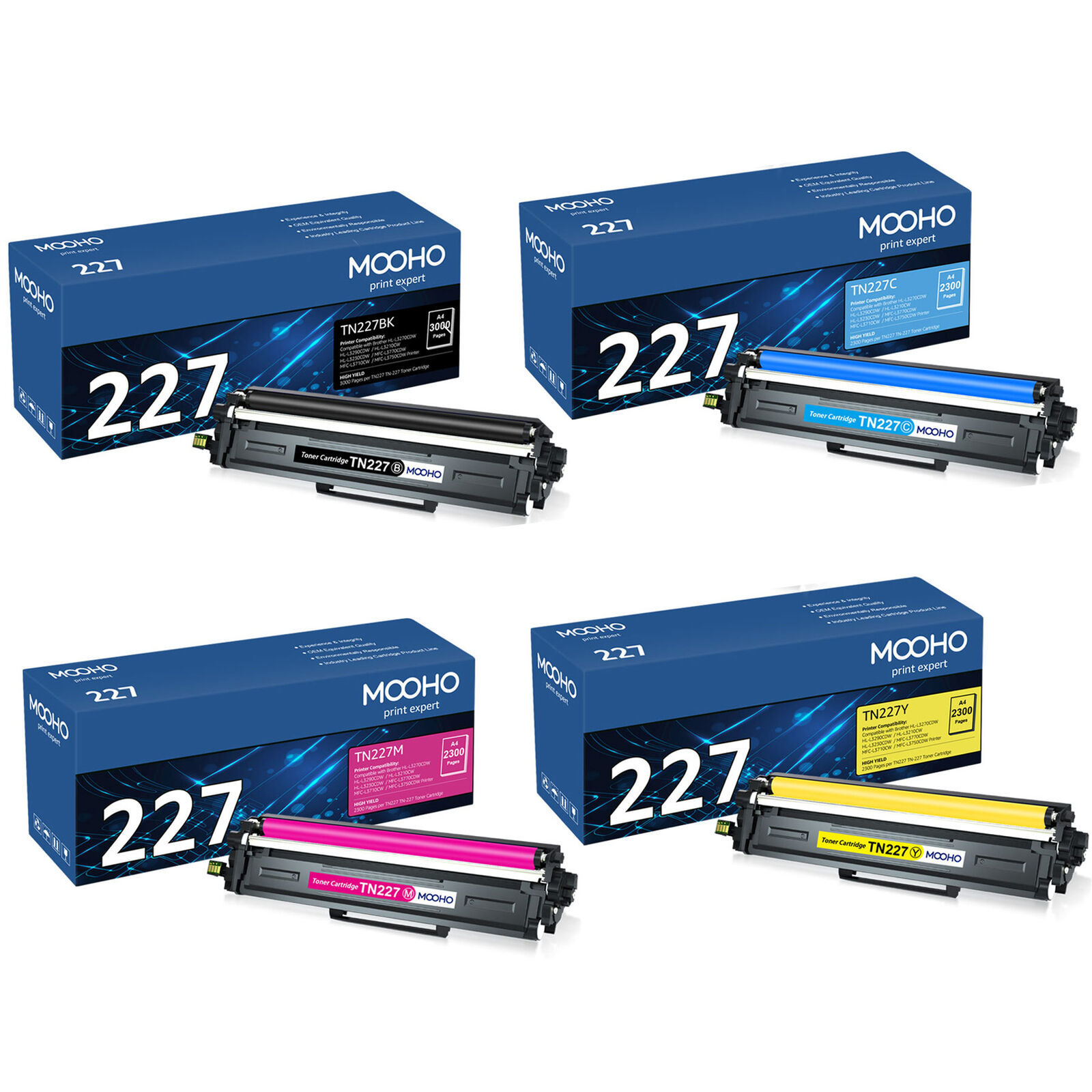 4Pk Tn223 Toner Cartridge For Brother Hl-L3270Cdw L3290Cdw Mfc-L3710Cw