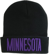 Minnesota Adult Size Winter Knit Cuffed Beanie Hat (Black/Purple) - £14.34 GBP