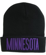 Minnesota Adult Size Winter Knit Cuffed Beanie Hat (Black/Purple) - £14.34 GBP