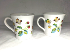 (2) Old Foley James Kent  Butterflies &amp; Strawberries Mugs Staffordshire, England - £15.69 GBP