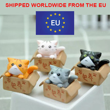 Christmas Gift Cat Figurine Cartoon Poor Box Cat Kitty Kitten Crafts Garden - £5.06 GBP