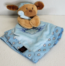 Rare Harley Davidson Puppy Dog Security Blanket Blue Bandana Baby Lovey Plush - £13.72 GBP