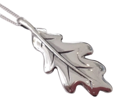 Oak Leaf Necklace Major Oak Pendant &amp; 20&quot; Chain 925 Sterling Silver Boxed Gift - £34.06 GBP