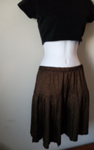 M.J. Carroll Gold Metallic skirt Size medium Pleated Elastic waist - $14.85