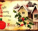 Right Hearty Greeting For Xmas Davidson Bros 1910 Christmas Postcard Emb... - $7.87