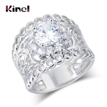 Luxury Big Rings For Women With CZ Zircon Stone  Fashion Wedding Engagement Ring - £6.85 GBP