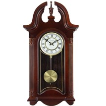 Bedford 26.5&quot; Wall Clock Colonial Mahogany Cherry Oak Finish Pendulum Chimes - £106.32 GBP