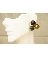 Vintage Costume Jewelry VOGUE Glass AB Rhinestone Jewel Tones Clip Earrings - $28.70