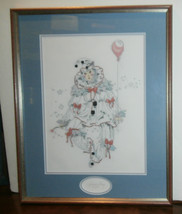  Pierrot Finished Cross Stitch Matted &amp; Framed 19&quot; x 24&quot; Clown Jester French - £23.29 GBP