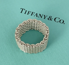 Size 6.5 Tiffany &amp; Co Sterling Silver Somerset Mesh Basket Weave Ring - $319.00