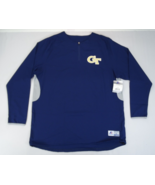 Georgia Tech Baseball Pullover Wind Shirt Men Sz L Blue Russell 1/4 Zip ... - £22.54 GBP