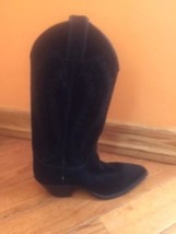 JUSTIN Black Suede Women&#39;s Cowboy Boots SZ 4B Made in USA EUC - $68.31
