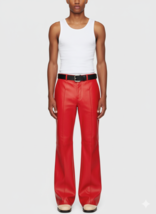 Red Jeans Style Bootcut Stylish Casual Design Pant Men Genuine Lambskin ... - $159.36 CAD+
