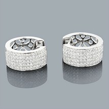 14K White Gold Plated Small Round Cubic Zirconia Huggie Hoop Earrings 2.95 Ct - $250.10