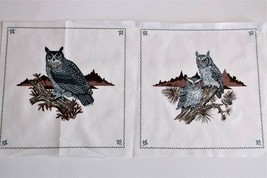 2 Great Horned Owl Quilting Crafting Sewing Panels 7.75&quot; x 7.75&quot; Cranston Print - £4.66 GBP