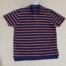 Vintage Ralph Lauren Polo Shirt Mens XL Blue Orange Striped Pima Cotton Casual - £19.61 GBP