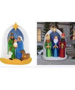 6.5 Ft Lighted Nativity Scene &amp; 3 Kings Wisemen Airblown Inflatable Comb... - £189.99 GBP