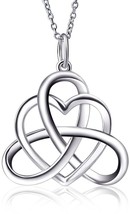 925 Sterling Silver Necklace Good Luck Irish Triangle Celtic Knot Heart Pendant - £55.98 GBP