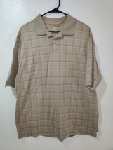 Dockers Golf Mens Polo Shirt Size XL  Beige Tan Striped Plaid Short Sleeve - £12.60 GBP