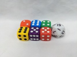 Lot Of (7) Dice (6) Colored D6 (1) White D20 - $10.89