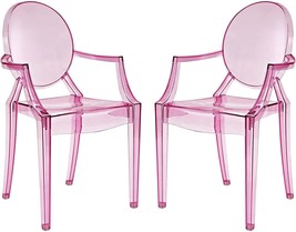 Modway Casper Modern Acrylic Stacking, Two Dining Armchairs, Pink - £190.23 GBP