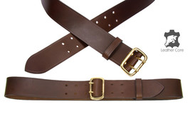 Sam Browne Duty 2″ wide Genuine Calf Leather Military Belt 3.5m Thick Le... - £27.73 GBP