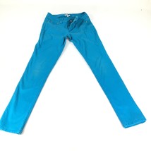 Bongo Womens Jeans Size 5 Teal  Straight Slim Stretch Denim Pants Button... - £11.64 GBP