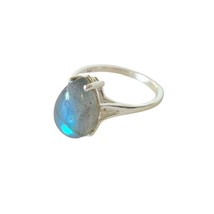 Labradorite Natural Gemstone Sterling Silver Solitaire Ring 5.5 Carats Size 9 - £31.17 GBP