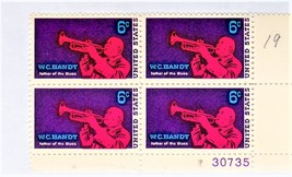 U S Stamp, W. C.  Handy, Father of the Blues, 6 Cents, Plate Block of 4 Stamps - £1.77 GBP