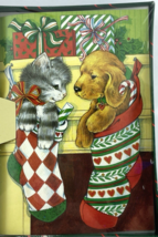 Vintage Kmart Christmas Cards Puppy Dog Kitten in Stocking 18 Cards Enve... - $21.33