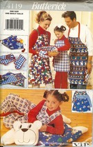Butterick 4119 VIP FAMILY APRONS pattern Christmas Gift Mitts Placemats ... - £14.06 GBP